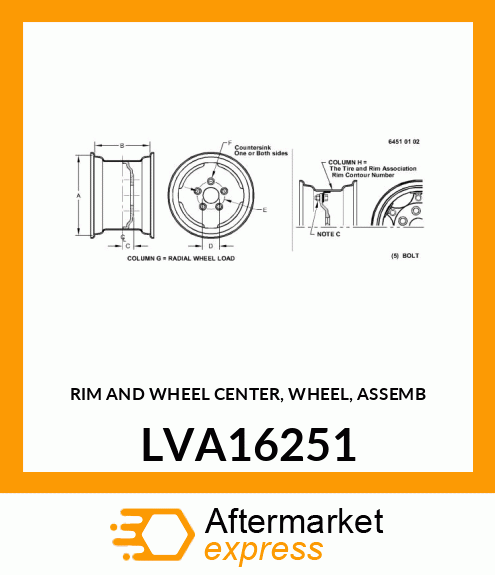 RIM AND WHEEL CENTER, WHEEL, ASSEMB LVA16251