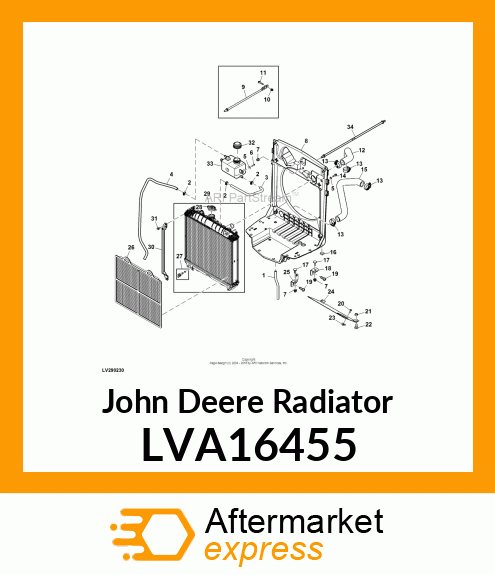 RADIATOR, 1023E/1026R RADIATOR ASM LVA16455