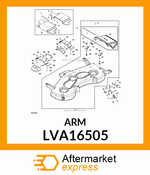 ARM, BRACKET, RIGHT REAR GAGE WHEEL LVA16505