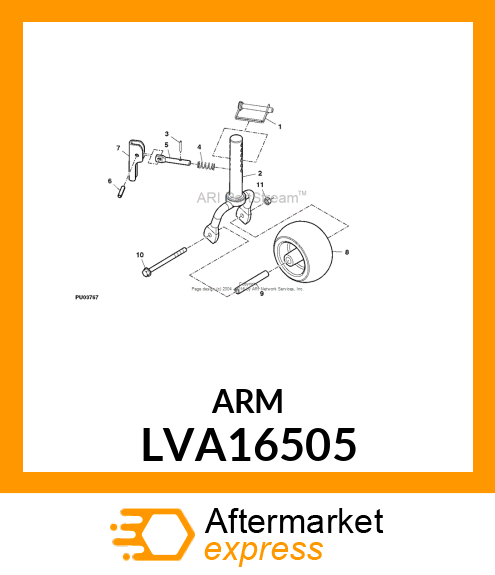 ARM, BRACKET, RIGHT REAR GAGE WHEEL LVA16505