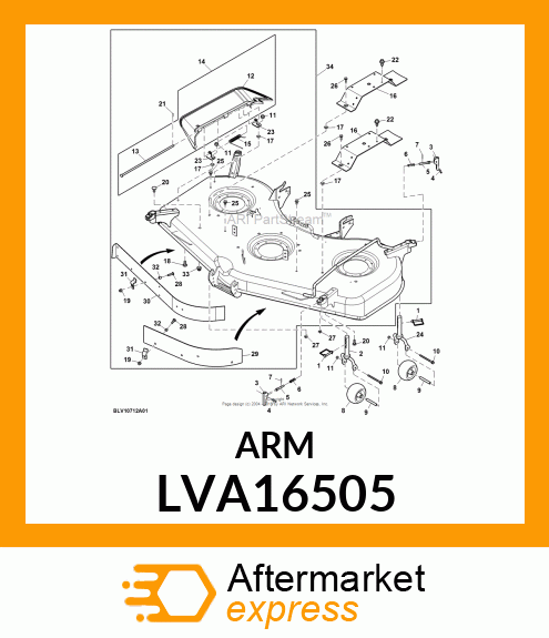 ARM, BRACKET, RIGHT REAR GAGE WHEEL LVA16505