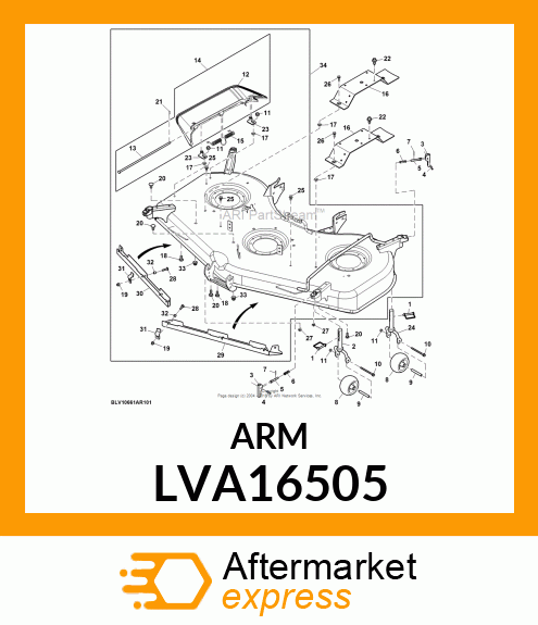 ARM, BRACKET, RIGHT REAR GAGE WHEEL LVA16505