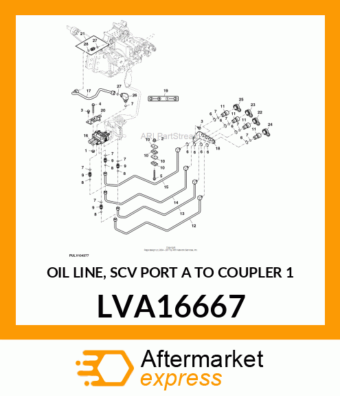 OIL LINE, SCV PORT A TO COUPLER 1 LVA16667