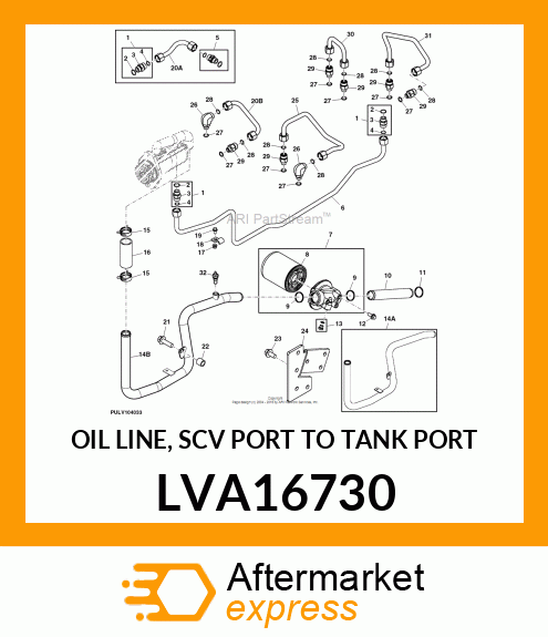 OIL LINE, SCV PORT TO TANK PORT LVA16730