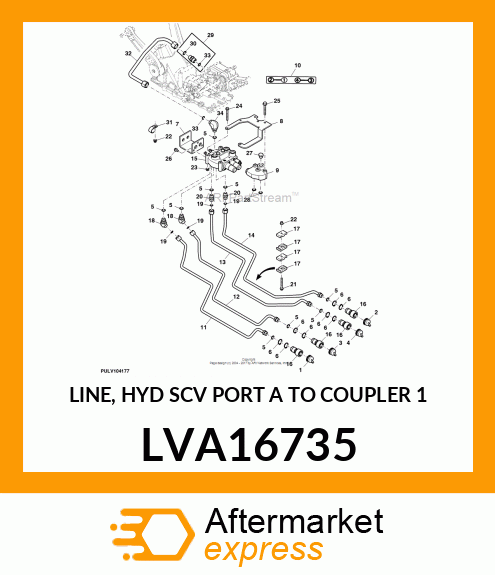 LINE, HYD SCV PORT A TO COUPLER 1 LVA16735