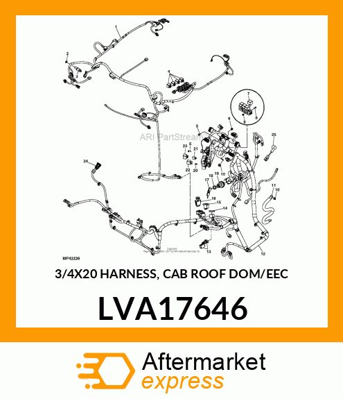 WIRING HARNESS, 3/4X20 HARNESS, CAB LVA17646