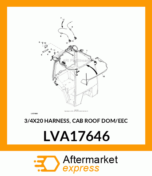 WIRING HARNESS, 3/4X20 HARNESS, CAB LVA17646