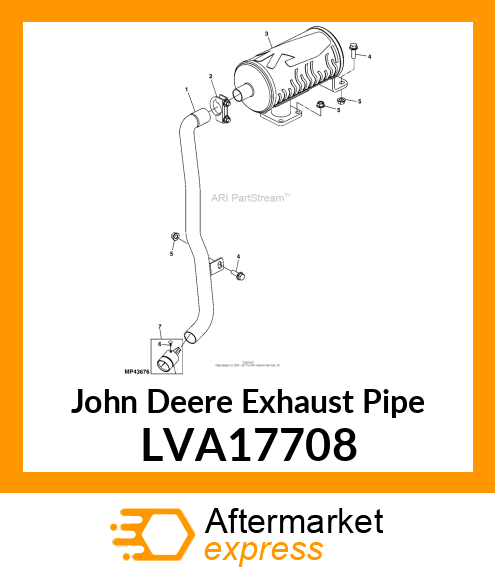 EXHAUST PIPE, 1026R MUFFLER LVA17708