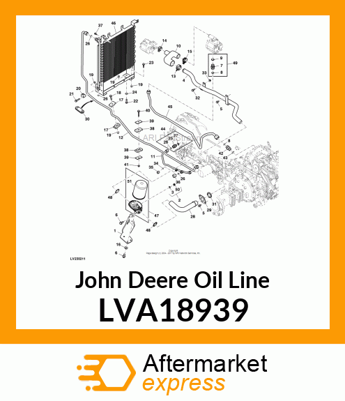 OIL LINE, OIL LINE OIL COOLER TO HS LVA18939