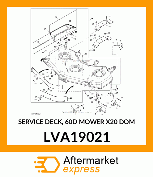 LVA19021 SERVICE DECK 60D MOWER X20 DOM fits John Deere Price 1 262