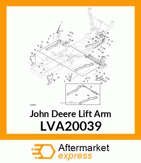 LIFT ARM, MID MOWER, REAR LVA20039