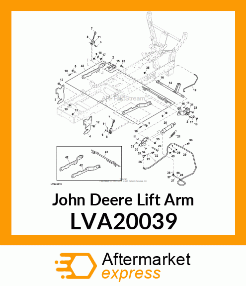 LIFT ARM, MID MOWER, REAR LVA20039