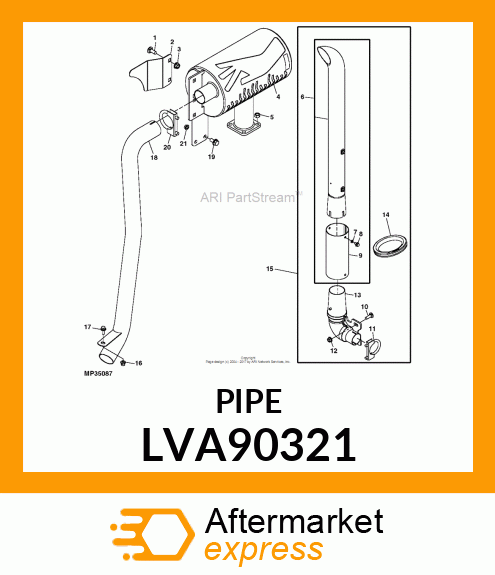 EXHAUST PIPE, 3TNV84, T, HT, 3TNV88 LVA90321