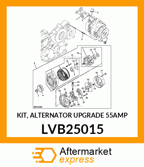 KIT, ALTERNATOR UPGRADE (55AMP) LVB25015