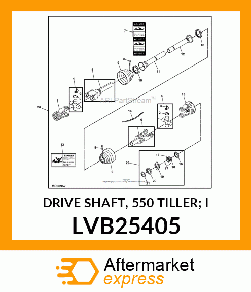 DRIVE SHAFT, 550 TILLER; I LVB25405