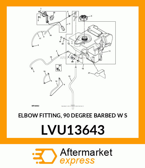 ELBOW FITTING, 90 DEGREE BARBED W S LVU13643