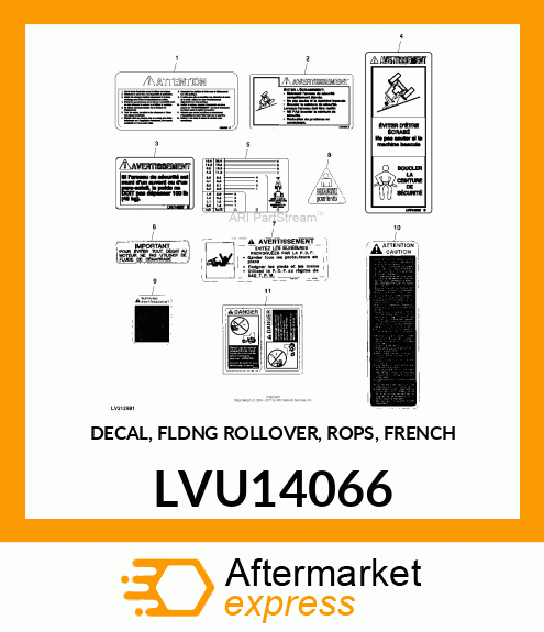 DECAL, FLDNG ROLLOVER, ROPS, FRENCH LVU14066