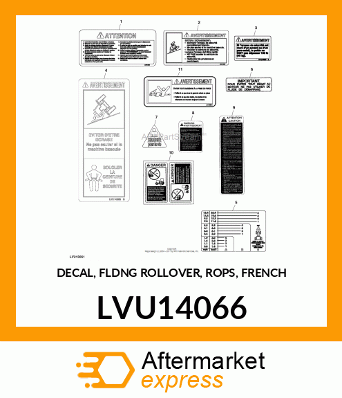 DECAL, FLDNG ROLLOVER, ROPS, FRENCH LVU14066