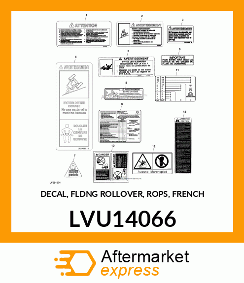 DECAL, FLDNG ROLLOVER, ROPS, FRENCH LVU14066