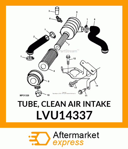 TUBE, CLEAN AIR INTAKE LVU14337