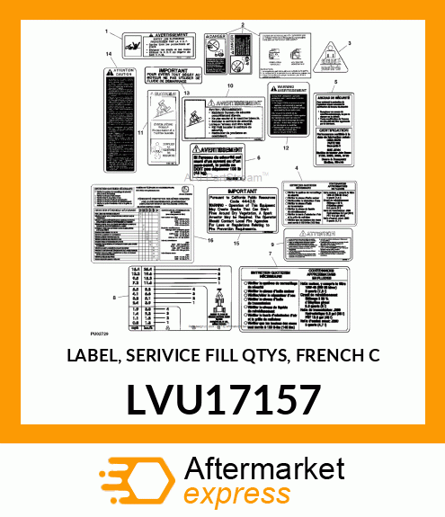 LABEL, SERIVICE FILL QTYS, FRENCH C LVU17157