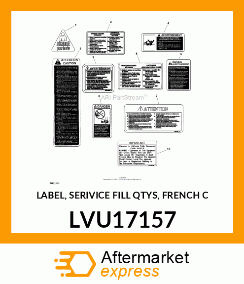 LABEL, SERIVICE FILL QTYS, FRENCH C LVU17157