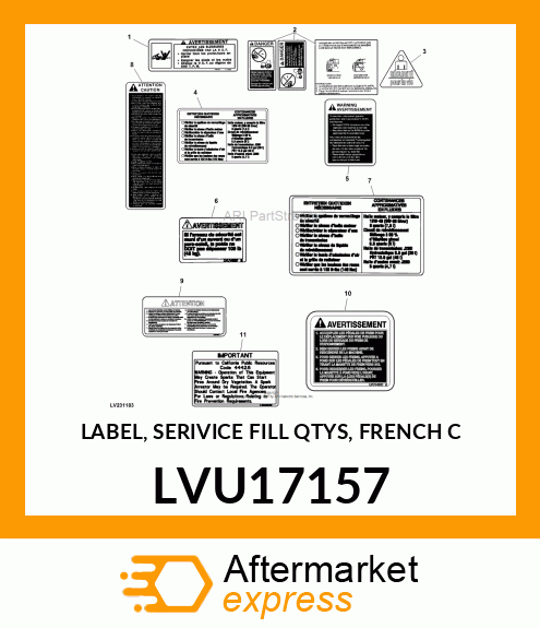 LABEL, SERIVICE FILL QTYS, FRENCH C LVU17157