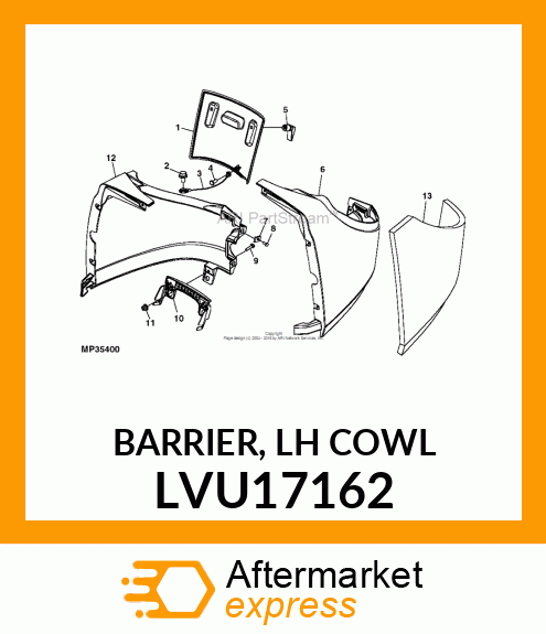 BARRIER, LH COWL LVU17162