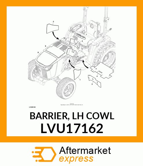 BARRIER, LH COWL LVU17162