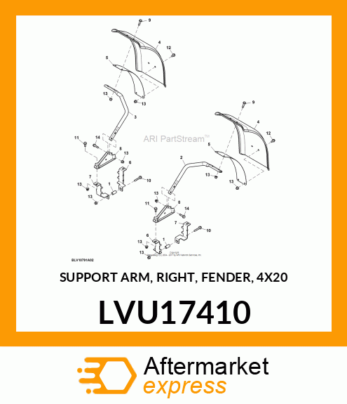 SUPPORT ARM, RIGHT, FENDER, 4X20 LVU17410