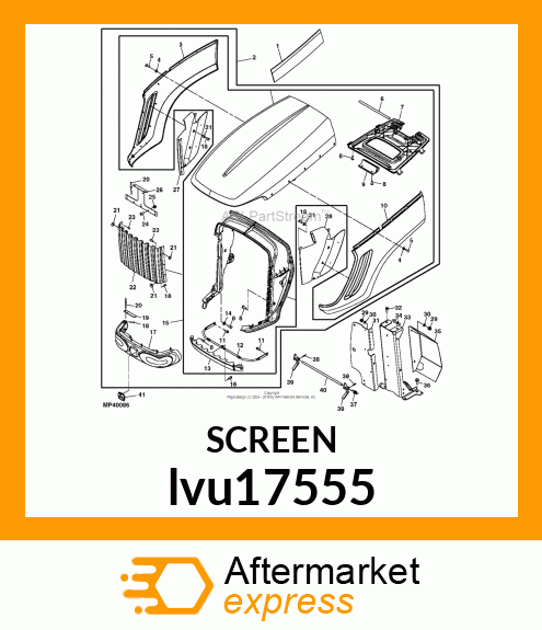 SCREEN, GRILL, CENTER, 31 lvu17555