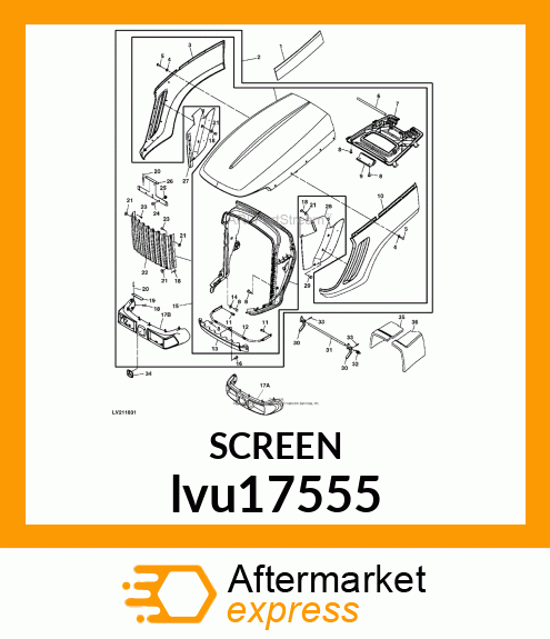 SCREEN, GRILL, CENTER, 31 lvu17555