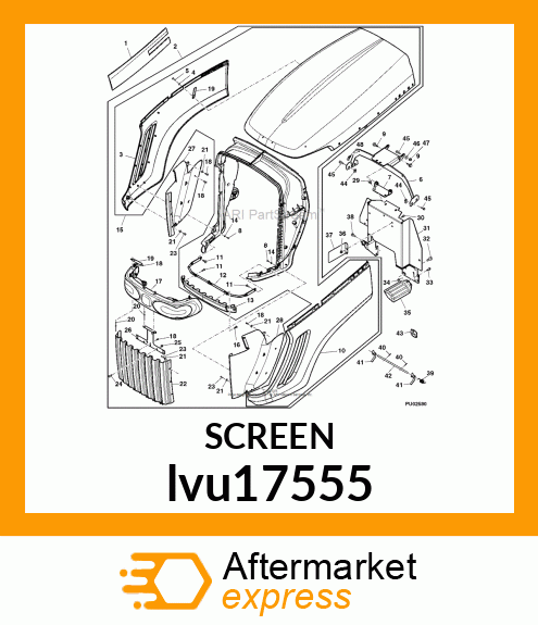 SCREEN, GRILL, CENTER, 31 lvu17555