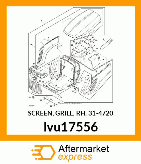 SCREEN, GRILL, RH, 31 lvu17556