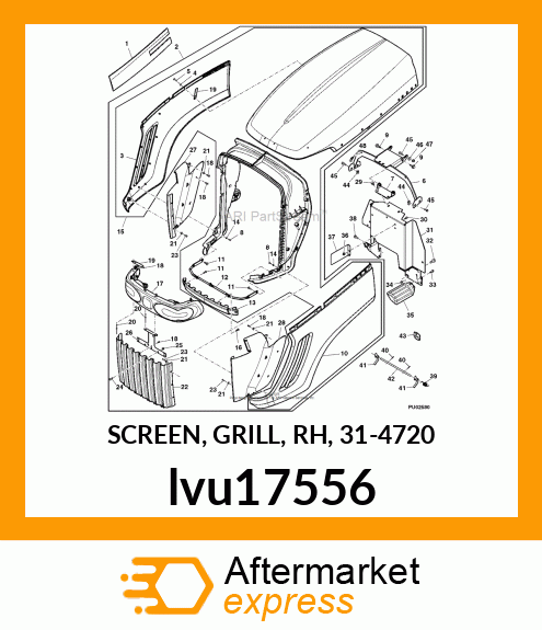 SCREEN, GRILL, RH, 31 lvu17556