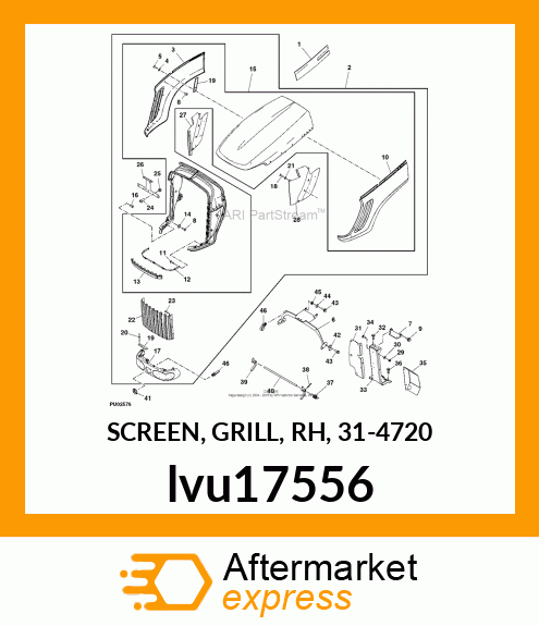 SCREEN, GRILL, RH, 31 lvu17556