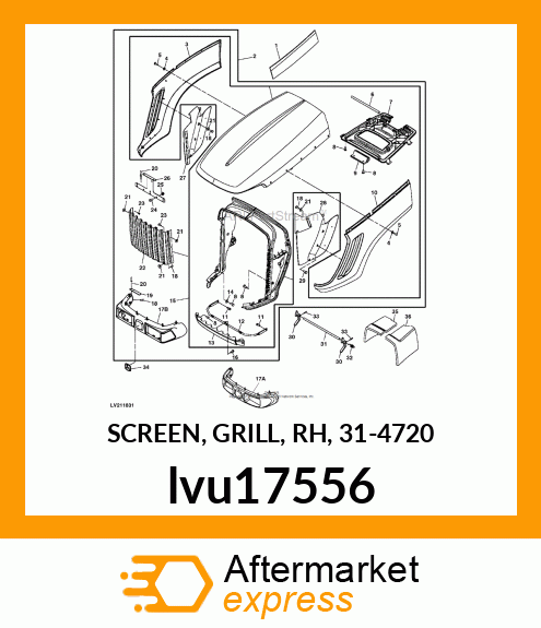 SCREEN, GRILL, RH, 31 lvu17556