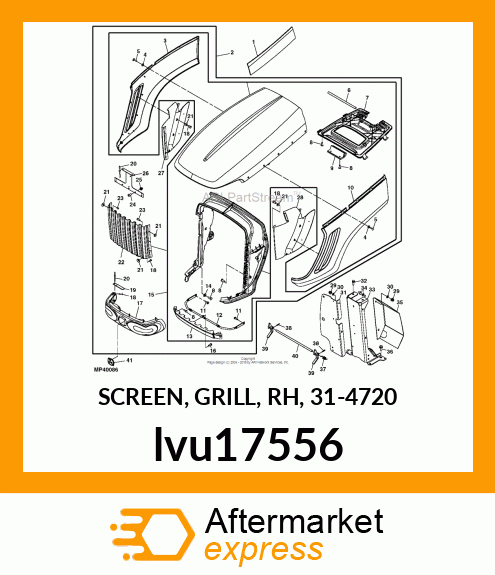 SCREEN, GRILL, RH, 31 lvu17556