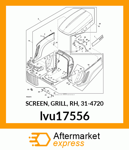 SCREEN, GRILL, RH, 31 lvu17556