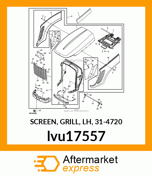 SCREEN, GRILL, LH, 31 lvu17557