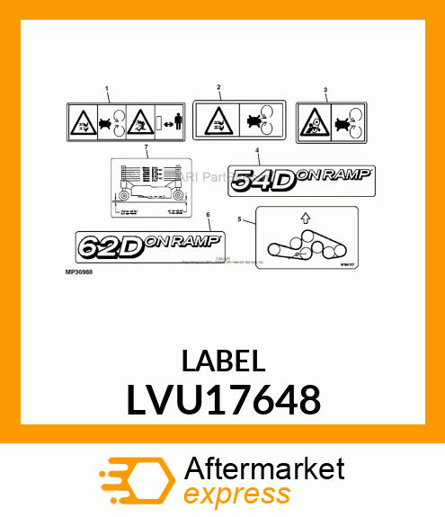 LABEL, DRIVE OVER 62" LVU17648