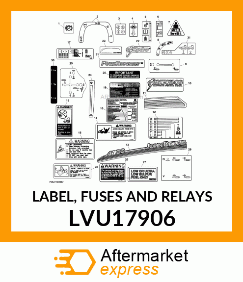 LABEL, FUSES AND RELAYS LVU17906