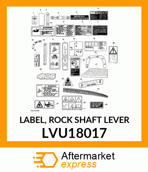 LABEL, ROCK SHAFT LEVER LVU18017