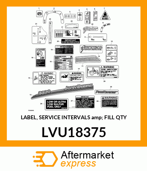 LABEL, SERVICE INTERVALS amp; FILL QTY LVU18375