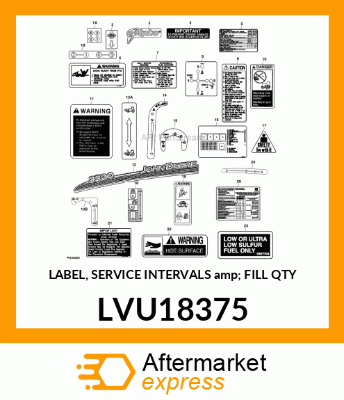 LABEL, SERVICE INTERVALS amp; FILL QTY LVU18375