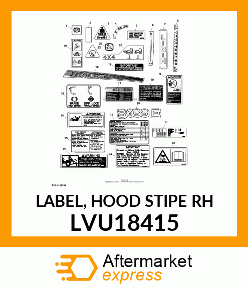 LABEL, HOOD STIPE RH LVU18415