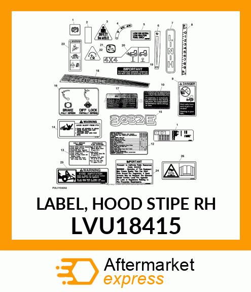 LABEL, HOOD STIPE RH LVU18415