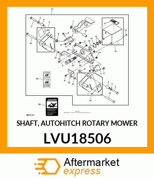 SHAFT, AUTOHITCH ROTARY MOWER LVU18506