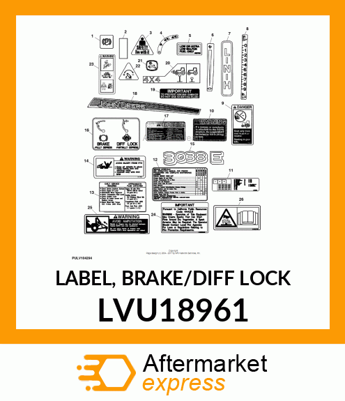 LABEL, BRAKE/DIFF LOCK LVU18961