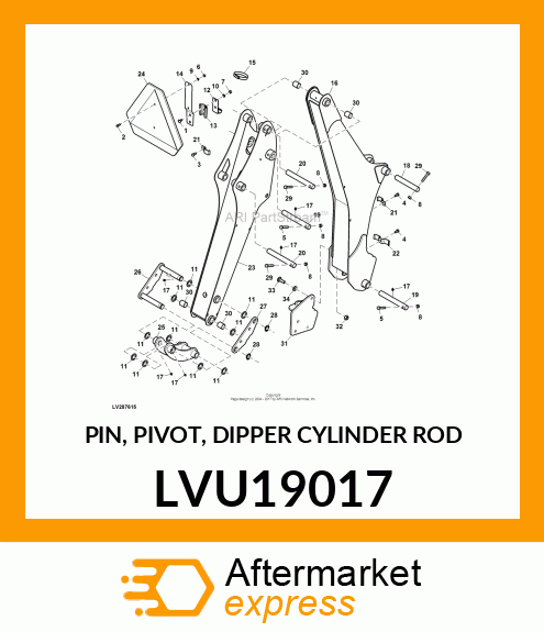 PIN, PIVOT, DIPPER CYLINDER ROD LVU19017